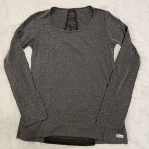 Vestem Gray and Black Mesh Panel Long Sleeve Crewneck Shirt